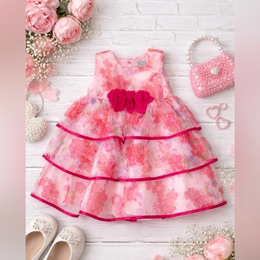 Children’s Place Little Girls Floral Dress 18 24 m